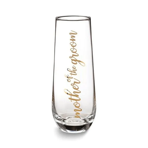 Gold-Tone MOTHER OF THE GROOM Stemless Champagne Glass Blocher Jewelers Ellwood City, PA