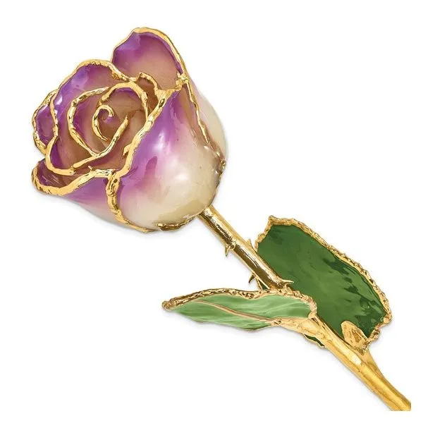 Lacquer Dipped Gold Trimmed Amethyst Real Rose Blocher Jewelers Ellwood City, PA