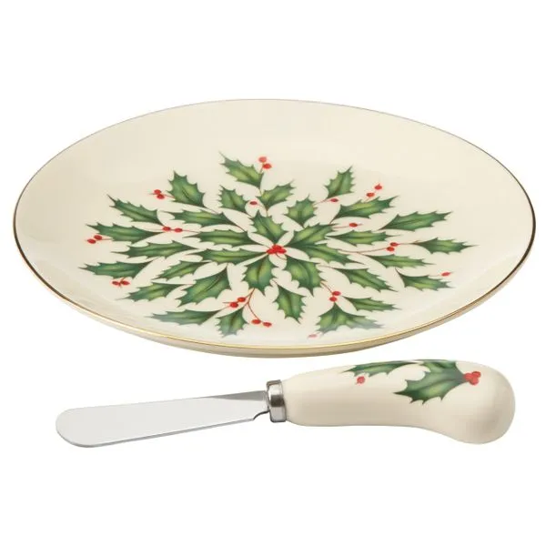Lenox Holiday Cheese Plate with Knife Blocher Jewelers Ellwood City, PA