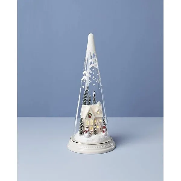 Lit Christmas Cone With Farmhouse Scene Image 3 Blocher Jewelers Ellwood City, PA