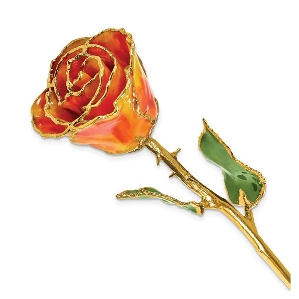 Lacquer Dipped Gold Trim November Birthstone Amber Resin Rose Blocher Jewelers Ellwood City, PA