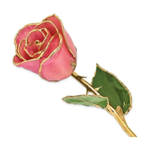 Lacquer Dipped Gold Trim Pink Rose Blocher Jewelers Ellwood City, PA