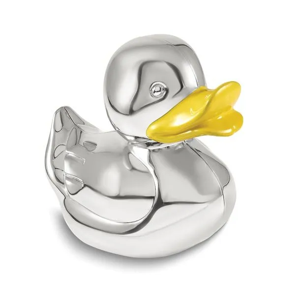 Nickel-plated Yellow Enameled Duck Bank Blocher Jewelers Ellwood City, PA