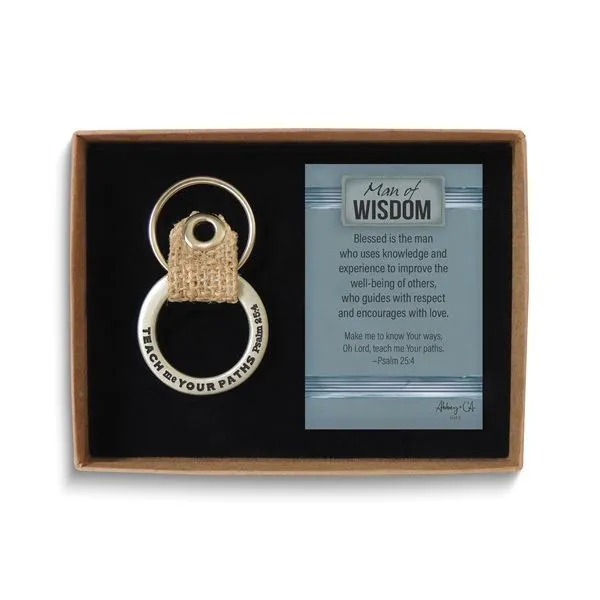 Man of Wisdom Burlap Loop Metal Key Ring Blocher Jewelers Ellwood City, PA