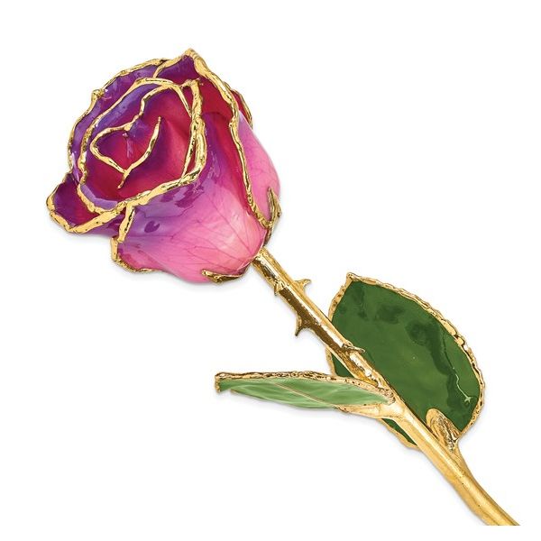 Lacquer Dipped Gold Trimmed Pink Amethyst Real Rose Blocher Jewelers Ellwood City, PA
