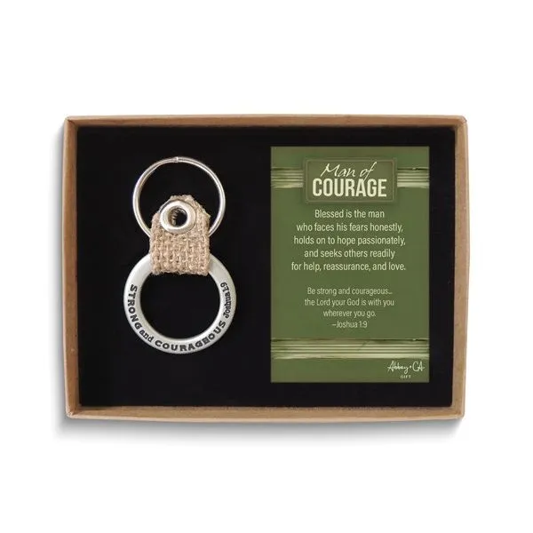 Man of Courage Burlap Loop Metal Key Ring Blocher Jewelers Ellwood City, PA