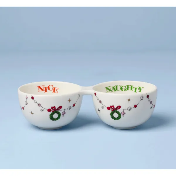 Lenox Merry Grinchmas Naughty or Nice Double Dip Bowl Blocher Jewelers Ellwood City, PA