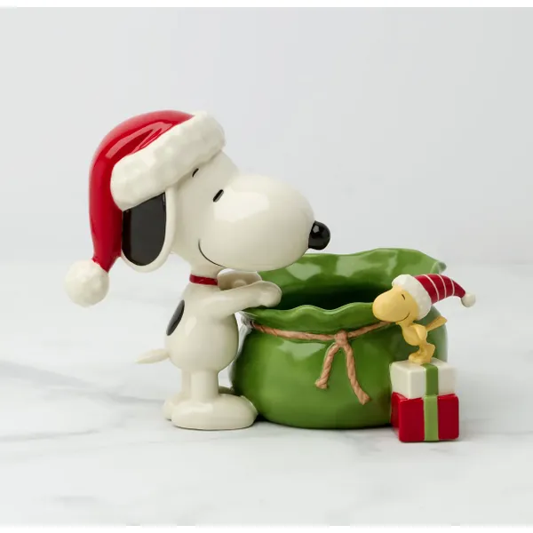 Lenox Snoopy Christmas Santa Sack Candy Bowl, 8.25