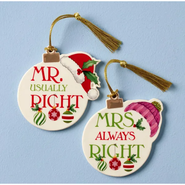 Lenox Mr. & Mrs. 2-Piece Ornament Set, 3.25
