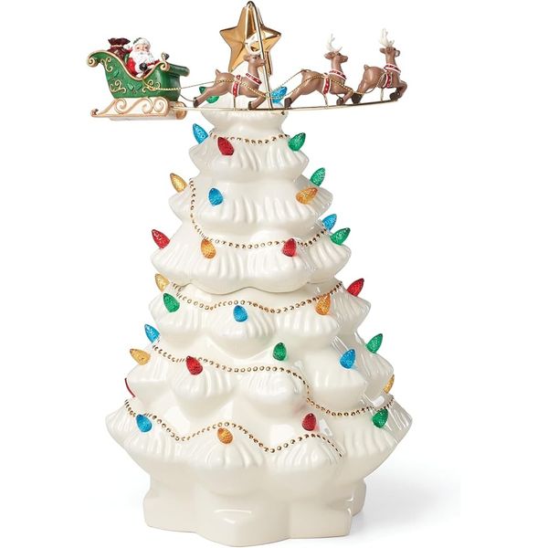 Lenox Treasured Traditions Tree with Flying Santa,  12.75
