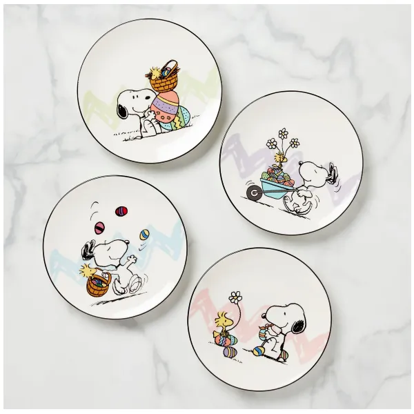 Lenox Snoopy Easter Accent Plates Set of 4, 8