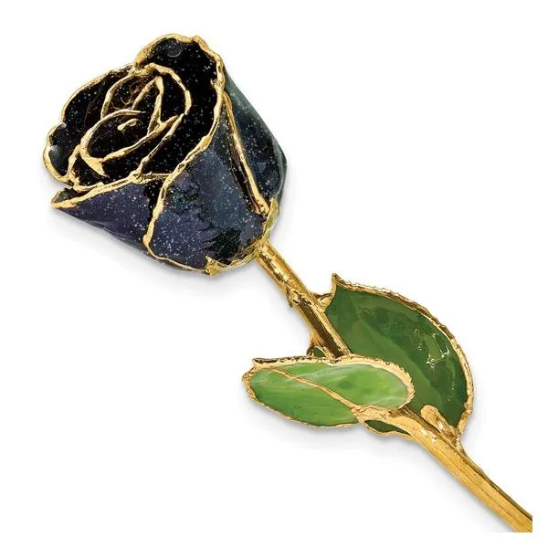Black Lacquer Dipped Gold Trimmed with Glitter Real Rose Blocher Jewelers Ellwood City, PA