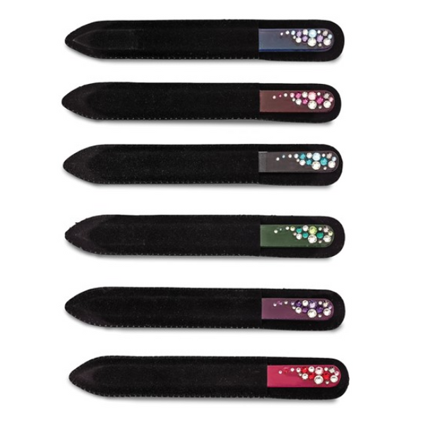 Multi-colored Crystal Design Long Glass Red Nail File 5.9