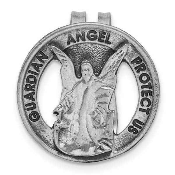 Silver-Tone Guardian Angel Protect Us Visor Clip Blocher Jewelers Ellwood City, PA