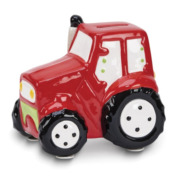 Ceramic Red Tractor Bank Blocher Jewelers Ellwood City, PA