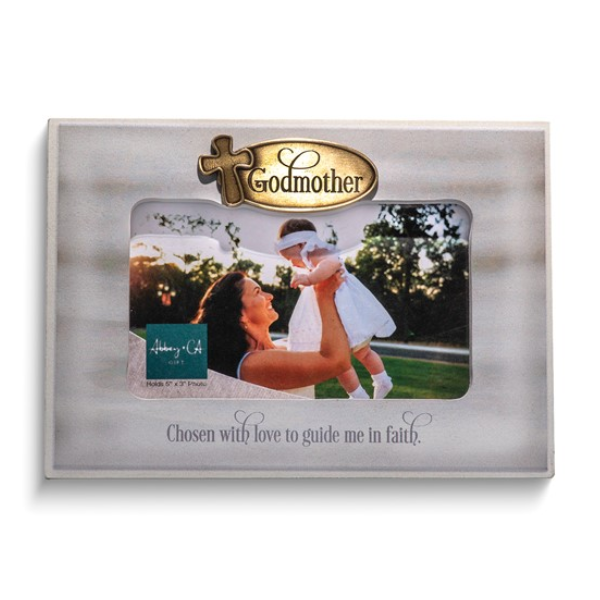 Godmother Chosen With Love To Guide Me In Faith Brass-Tone And Wooden 3X5in Photo Frame Blocher Jewelers Ellwood City, PA