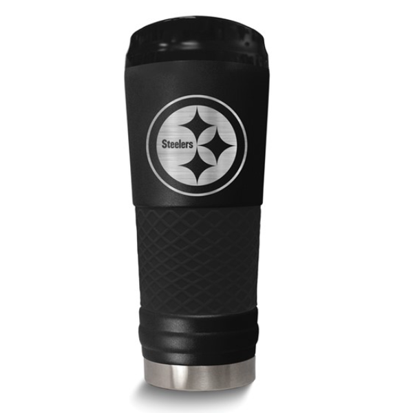 NFL Pittsburgh STEELERS Stainless Steel Silicone Grip 24 oz. Stealth Draft Tumbler with Lid Blocher Jewelers Ellwood City, PA