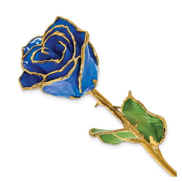 Lacquer Dipped Gold Trimmed Rose in September Sapphire Blocher Jewelers Ellwood City, PA