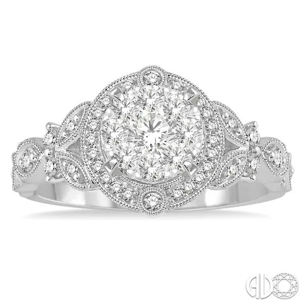 Lovebright .60ctw Halo Vintage Inspired Engagement Ring Blue Heron Jewelry Company Poulsbo, WA