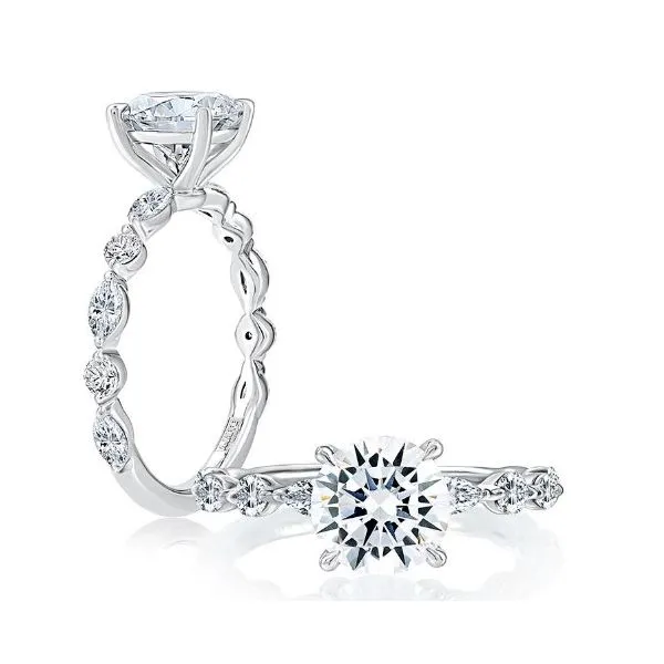 Round & Marquise Diamond Solitaire Ring w/ CZ Center Blue Heron Jewelry Company Poulsbo, WA