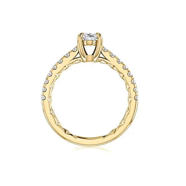 Oval Center Diamond Quilted Engagement Ring Image 4 Blue Heron Jewelry Company Poulsbo, WA