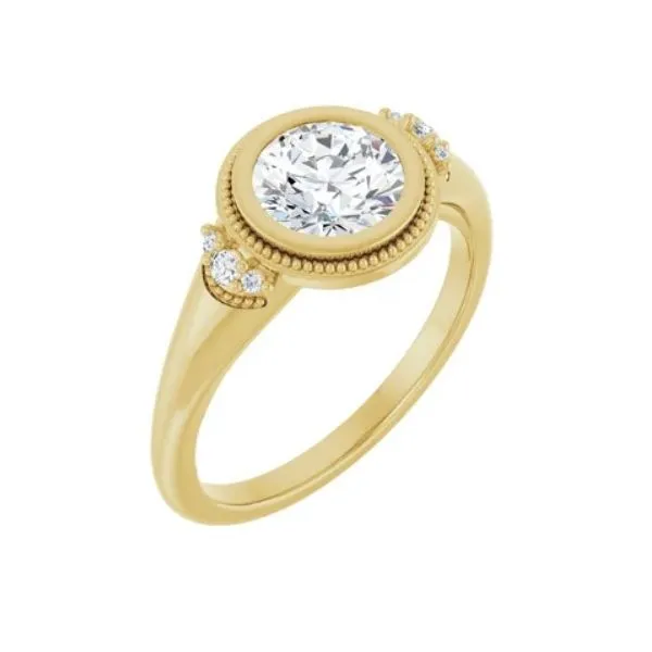 Lab Grown Round Diamond Milgrain Ring Blue Heron Jewelry Company Poulsbo, WA