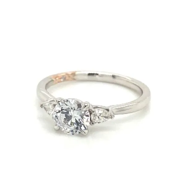 Three-Stone Style Semi-Mount Engagement Ring with Pear Diamond Sides Blue Heron Jewelry Company Poulsbo, WA