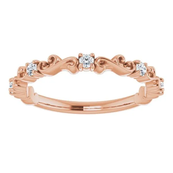 Dainty Scroll Diamond Rose Gold Band Blue Heron Jewelry Company Poulsbo, WA