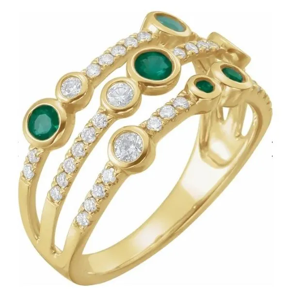 Contemporary Diamond & Emerald 3 Band Ring Blue Heron Jewelry Company Poulsbo, WA