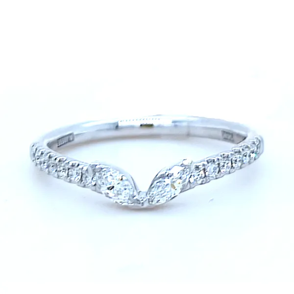 Marquise & Round Diamond Curved Wedding Band Blue Heron Jewelry Company Poulsbo, WA