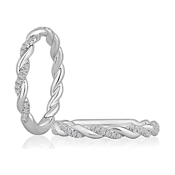 14k Gold Twisted Pavé Diamond Wedding Band Blue Heron Jewelry Company Poulsbo, WA