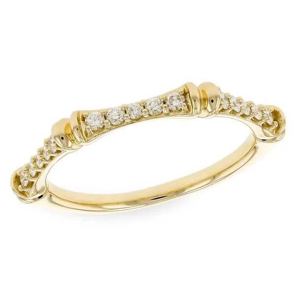 14k Yellow Gold Semi-Hexagonal Diamond Wedding Band Blue Heron Jewelry Company Poulsbo, WA