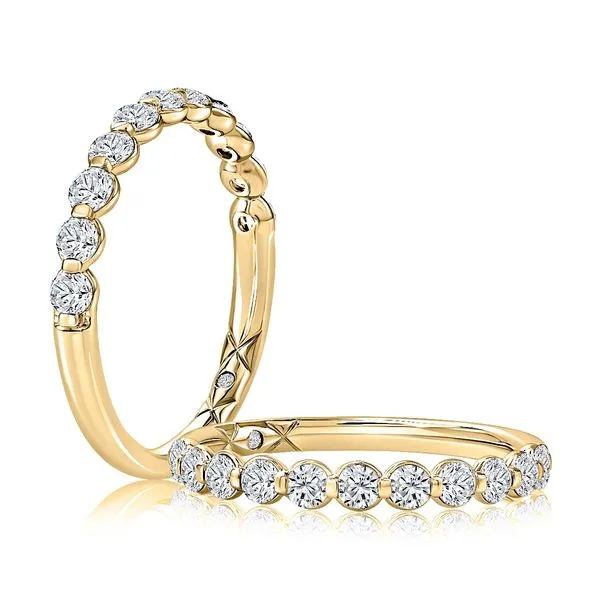 14k Gold Round Diamond Shared Prong Half-Eternity Band Blue Heron Jewelry Company Poulsbo, WA
