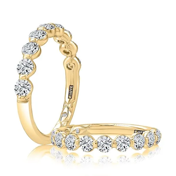 14k Gold Round Diamond Shared Prong Half-Eternity Band Blue Heron Jewelry Company Poulsbo, WA