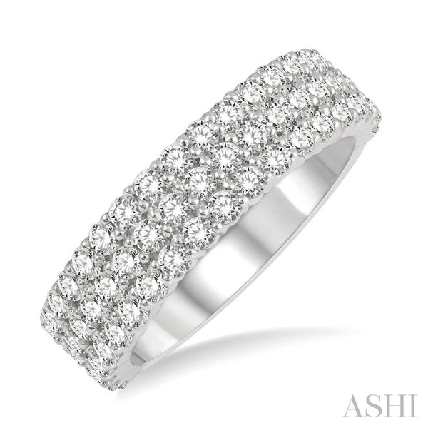 14k White Gold Triple-Row Round Diamond Half-Eternity Band Blue Heron Jewelry Company Poulsbo, WA