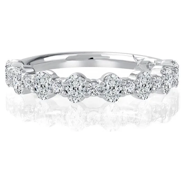 Oval & Round Diamond 14k White Gold Wedding Ring Blue Heron Jewelry Company Poulsbo, WA