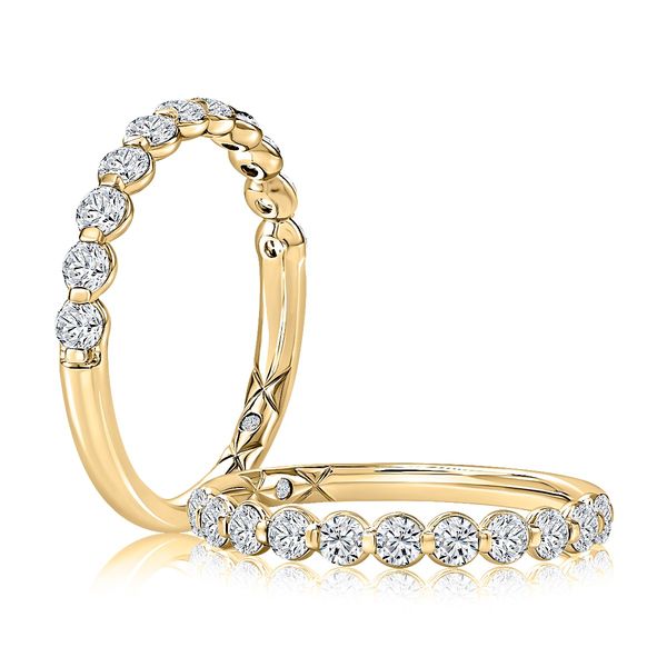 14k Gold Round Diamond Shared Prong Half-Eternity Band Blue Heron Jewelry Company Poulsbo, WA