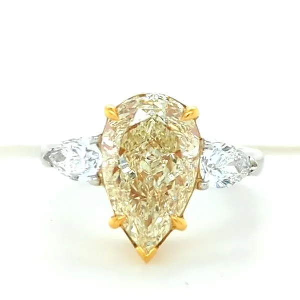 Pear Brilliant Yellow Diamond Platinum Ring Blue Heron Jewelry Company Poulsbo, WA