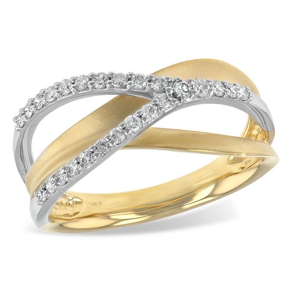 14k Gold Matte & Polished Diamond Crossover Ring Blue Heron Jewelry Company Poulsbo, WA