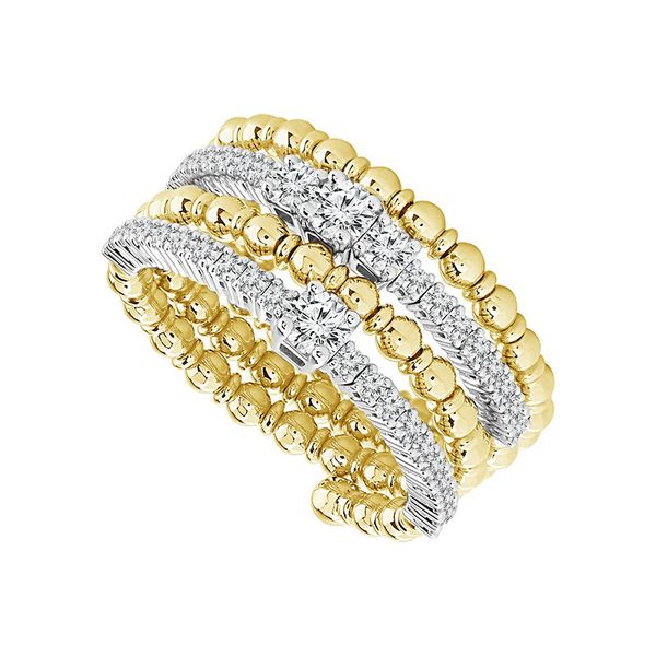 14k Two-Tone Gold Diamond Flexible Triple-Wrap Band Blue Heron Jewelry Company Poulsbo, WA