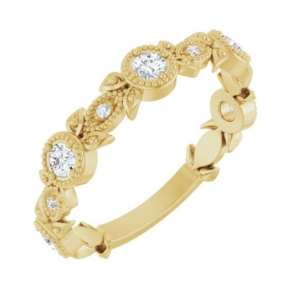 14k Gold Lab-Grown Diamond Floral Stacking Milgrain Ring Blue Heron Jewelry Company Poulsbo, WA