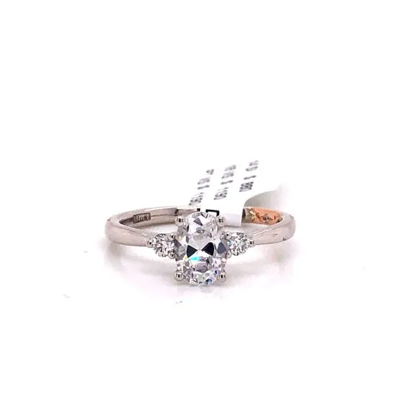 Three Stone Oval Center Engagement Ring Blue Heron Jewelry Company Poulsbo, WA