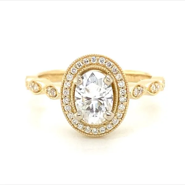 Oval Halo Vintage-Inspired Semi-Mount Diamond Engagement Ring Blue Heron Jewelry Company Poulsbo, WA