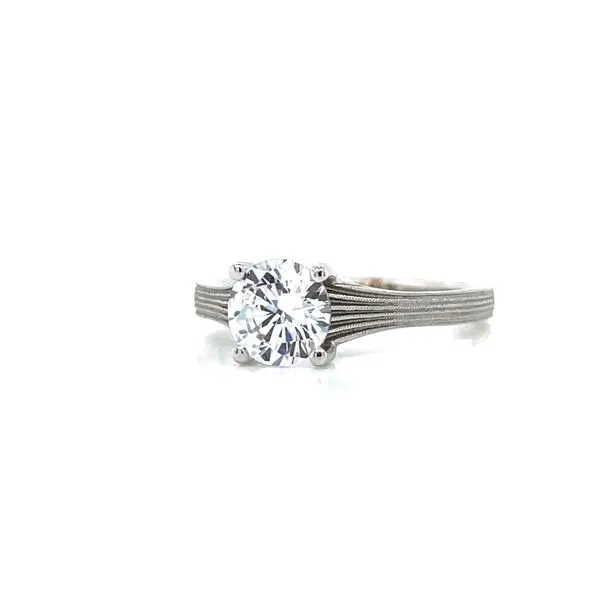 Fern Detailed Solitaire Engagement Ring Mounting Blue Heron Jewelry Company Poulsbo, WA