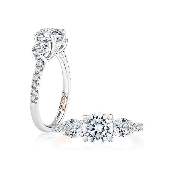 Three-Stone Trellis Diamond Engagement Ring Blue Heron Jewelry Company Poulsbo, WA