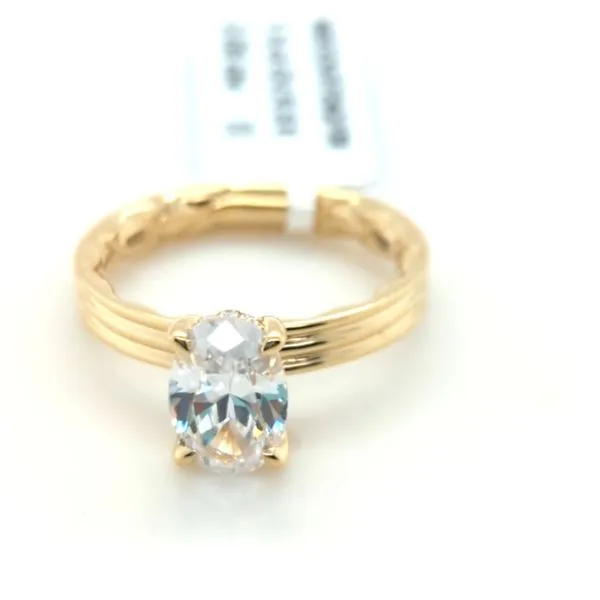 14k Gold Semi-Mount Inner Quilted Ring w/ Oval CZ 1.50ct Blue Heron Jewelry Company Poulsbo, WA