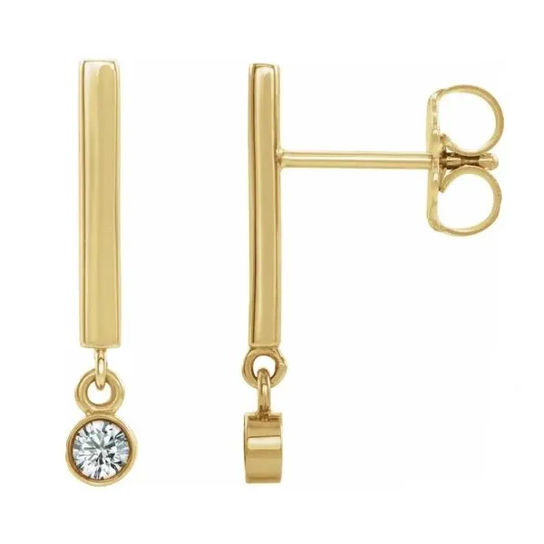Diamond Bar Post Dangle Earrings Blue Heron Jewelry Company Poulsbo, WA