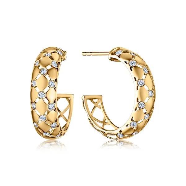 Quilted Hoops w/ Diamonds Blue Heron Jewelry Company Poulsbo, WA