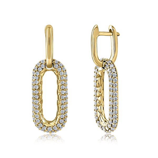 Dangle Link Earrings w/ Quilting And Diamonds Blue Heron Jewelry Company Poulsbo, WA