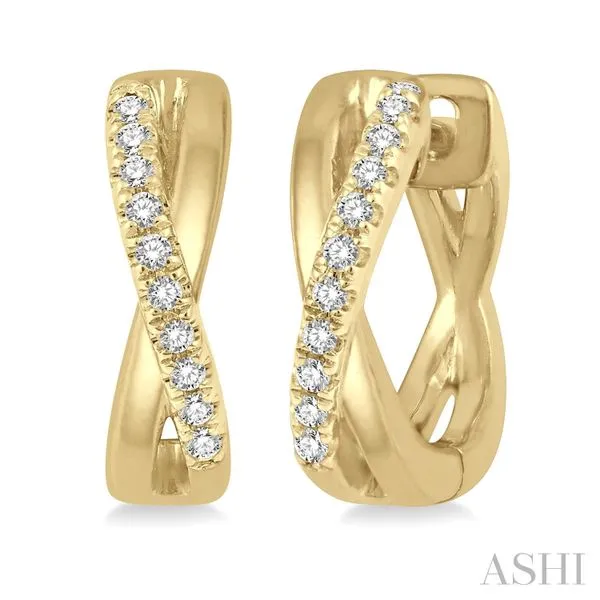 Diamond Crossover Huggie Hoop Earrings Blue Heron Jewelry Company Poulsbo, WA